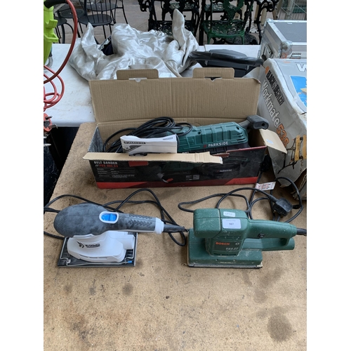 987 - Three sanders, one Parkside PBS900C3 belt sander, one Bosch PSS23 and one Mac Allister MSM200