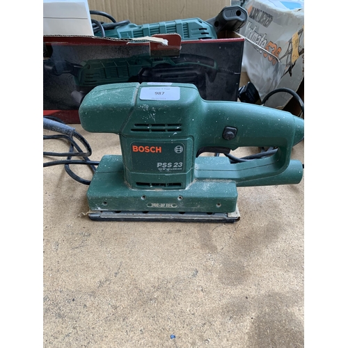 987 - Three sanders, one Parkside PBS900C3 belt sander, one Bosch PSS23 and one Mac Allister MSM200