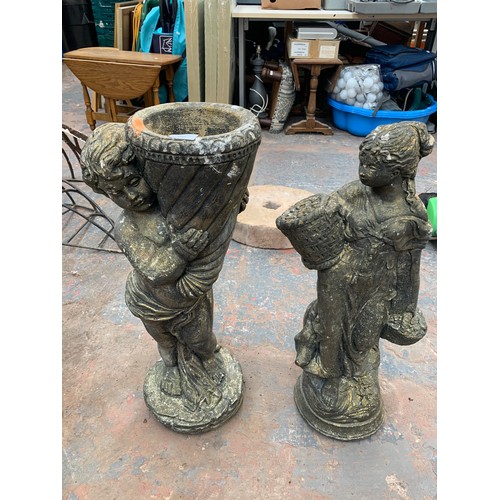 1024 - Two cast stone garden ornaments