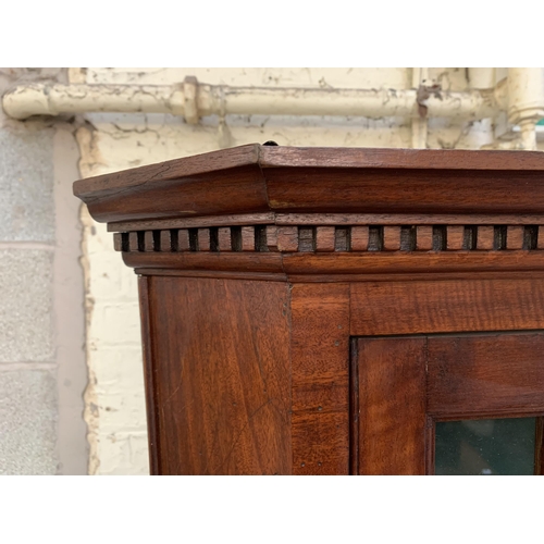 26 - A George III inlaid mahogany astral glazed free standing corner cabinet - approx. 194cm high x 88cm ... 