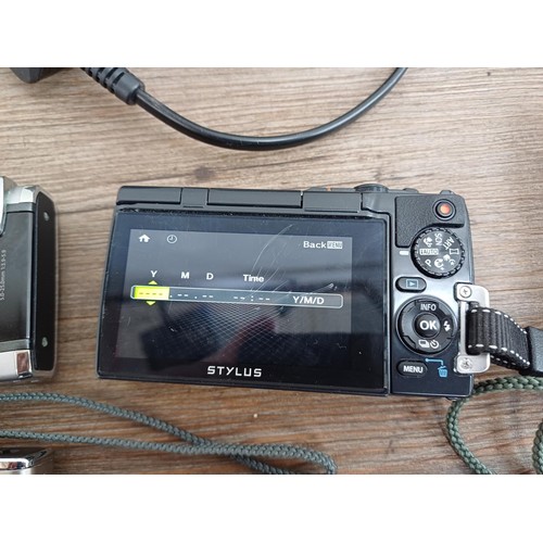 617 - Six Olympus shockproof and waterproof digital cameras, TG-850, TG-610, TG-1, TG-5, µ1030SW and TG-32... 