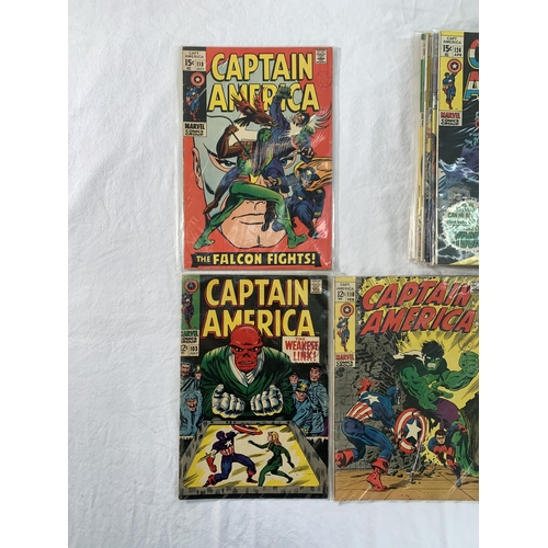 2195 - Seventeen Marvel Comics. Captain America. Various years includes #103, #110 1st appearance of Madame... 