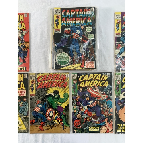 2195 - Seventeen Marvel Comics. Captain America. Various years includes #103, #110 1st appearance of Madame... 