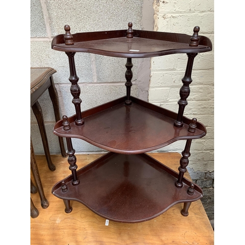 68 - Two pieces of mahogany furniture, one Queen Anne style inlaid nest of tables and one Victorian style... 