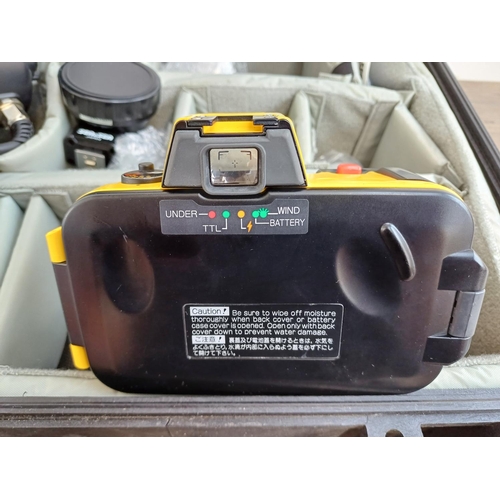 626 - A Peli Products flight case containing 1990s Sea & Sea Motormarine II EX underwater 35mm camera, Sea... 