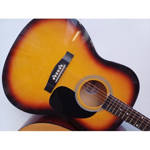 834 - Seven items to include 3RD Ave folk body steel strung acoustic guitar, Hohner Countryman dreadnought... 