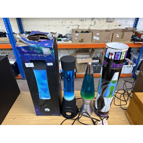 Two boxed items, one Goodmans Bluetooth lava lamp speaker and one lava lamp
