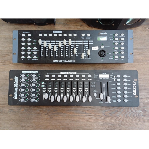 844 - Five items of stage equipment, one DMX512 Computer Lamp Table Controller, one DMX Operator II, one Q... 