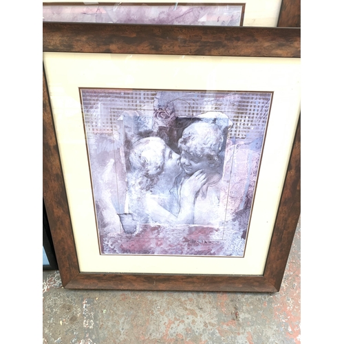 1039 - Six framed prints, four originally painted by Francois Fressiniar - largest approx. 114cm high x 92c... 