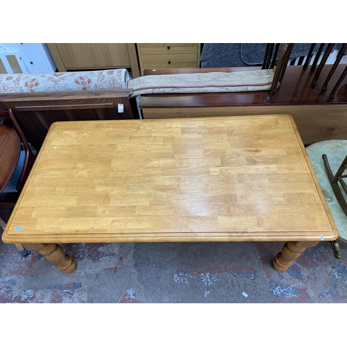 108 - A modern beech rectangular dining table - approx. 76cm high x 100cm wide x 184cm long