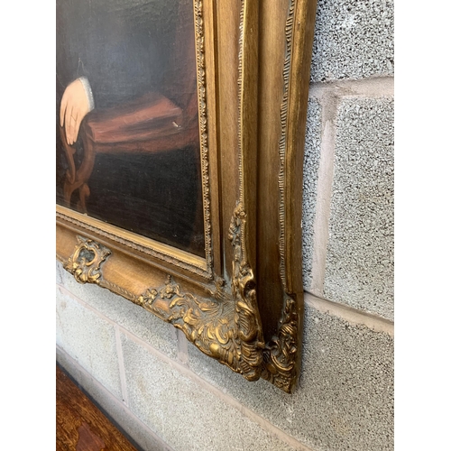 14 - A 19th century gilt framed oil on canvas portrait of a young lady, signed to reverse George Owens Ar... 