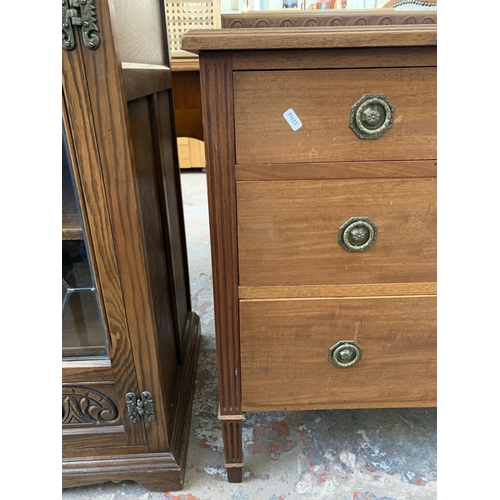 An Edwardian carved mahogany chest of drawers - approx. 85cm high x ...