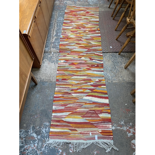 60 - A modern multi-coloured hall runner - approx. 244cm x 65cm