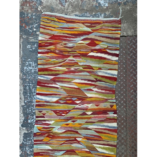 60 - A modern multi-coloured hall runner - approx. 244cm x 65cm