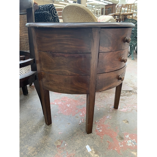 90 - An Indian sheesham wood demi lune chest of drawers - approx. 70cm high x 80cm wide x 39cm deep