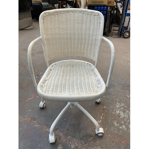 125 - An IKEA Gregor wicker and white metal desk chair