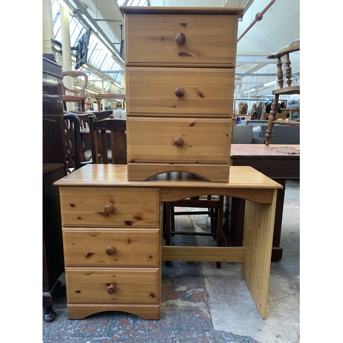 166 - Two pieces of pine effect furniture, one dressing table and one bedside chest of drawers