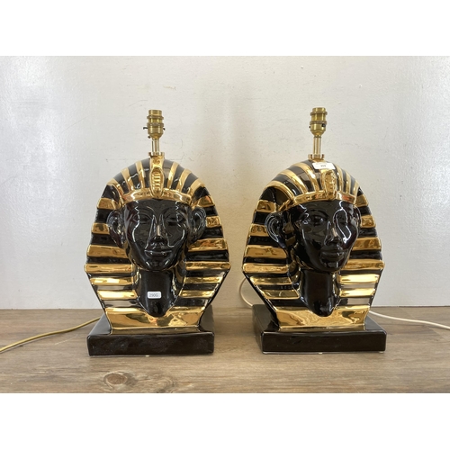 359 - A pair of ceramic Tutankhamun table lamps - approx. 45cm high