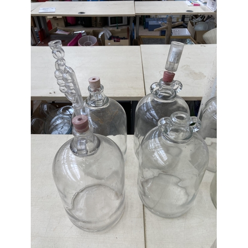 366 - Ten glass demijohns - approx. 30cm high