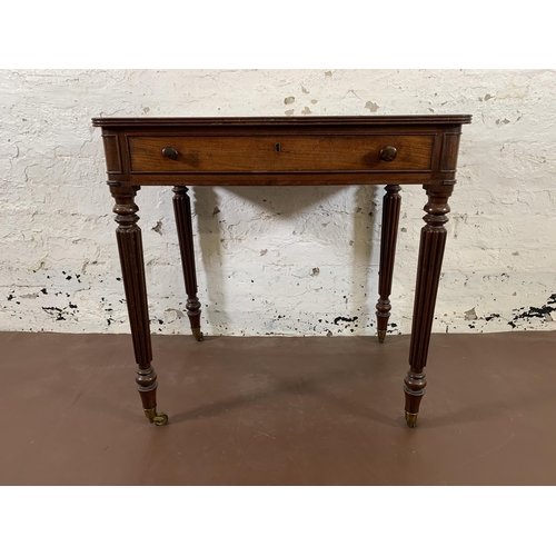 1 - An early 19th century Gillows of Lancaster mahogany chamber table with pen compartment, fluted suppo... 