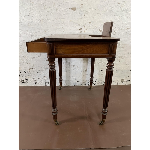 1 - An early 19th century Gillows of Lancaster mahogany chamber table with pen compartment, fluted suppo... 