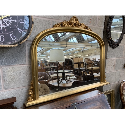 10 - A 19th century style gilt framed overmantel mirror - approx. 90cm high x 118cm wide