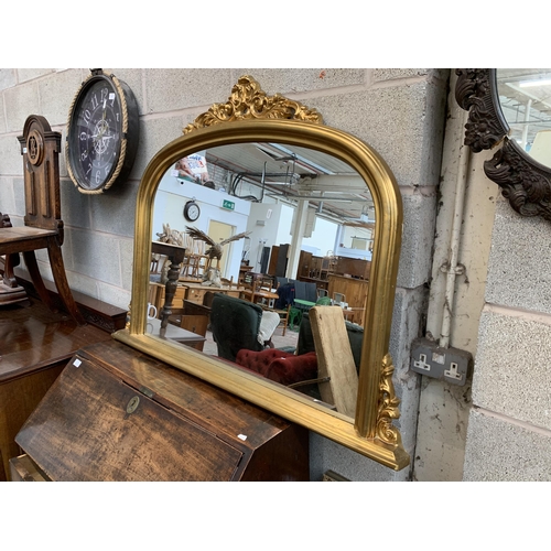 10 - A 19th century style gilt framed overmantel mirror - approx. 90cm high x 118cm wide