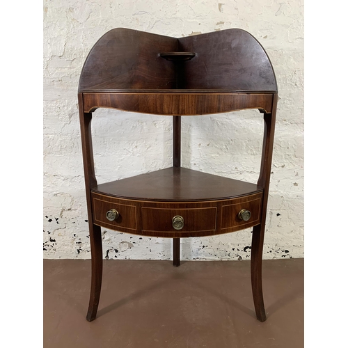 11 - A Georgian inlaid mahogany corner wash stand - approx. 99cm high x 60cm wide x 39cm deep