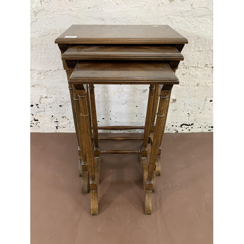 113 - An Edwardian style beech nest of tables