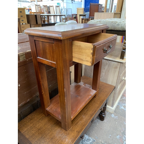 118 - A modern hardwood telephone table - approx. 75cm high x 60cm wide x 32cm deep