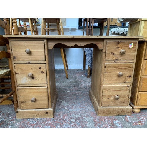 129 - A Victorian style solid pine dressing table - approx. 76cm high x 114cm wide x 46cm deep