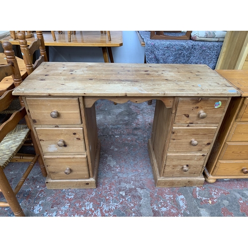 129 - A Victorian style solid pine dressing table - approx. 76cm high x 114cm wide x 46cm deep