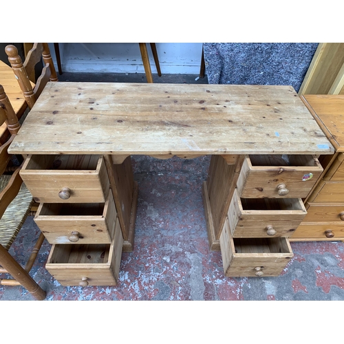 129 - A Victorian style solid pine dressing table - approx. 76cm high x 114cm wide x 46cm deep