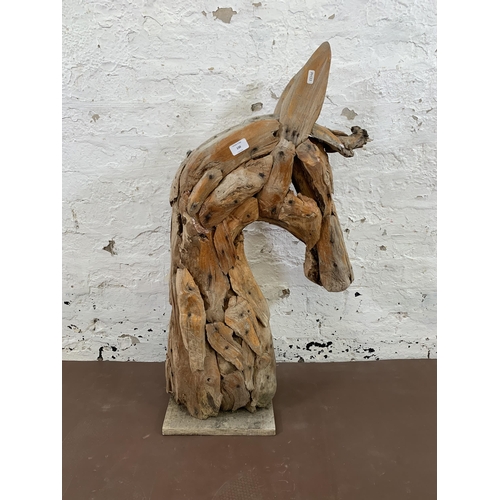 130 - A driftwood horse head sculpture - approx. 90cm high