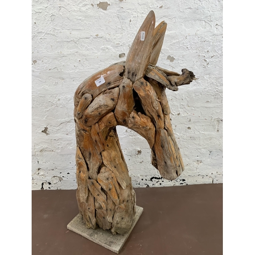 130 - A driftwood horse head sculpture - approx. 90cm high