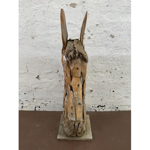 130 - A driftwood horse head sculpture - approx. 90cm high