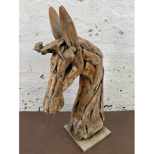 130 - A driftwood horse head sculpture - approx. 90cm high