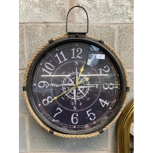 14 - A modern 'The Range' nautical wall clock - approx. 57cm high x 47cm diameter