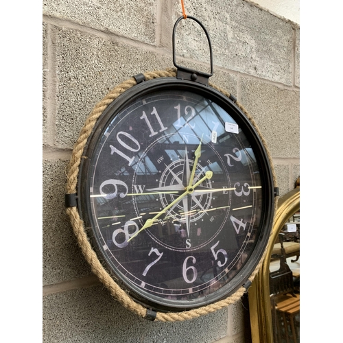 14 - A modern 'The Range' nautical wall clock - approx. 57cm high x 47cm diameter