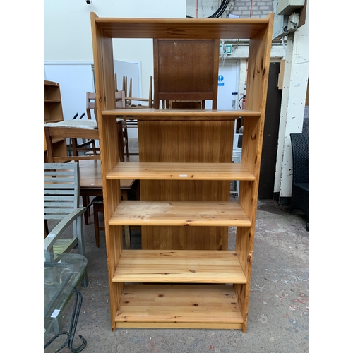 147 - A modern pine five tier bookshelf - approx. 170cm high x 80cm wide x 33cm deep