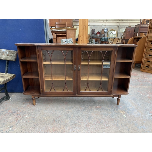 149 - A mahogany display cabinet - approx. 86cm high x 152cm wide x 30cm deep