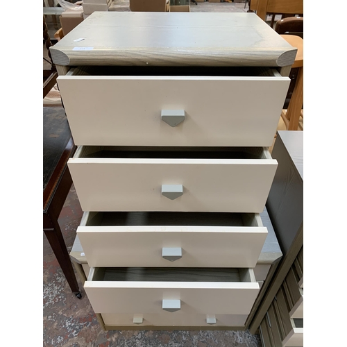 171 - Three late 20th century grey wood effect and white laminate chests of drawers