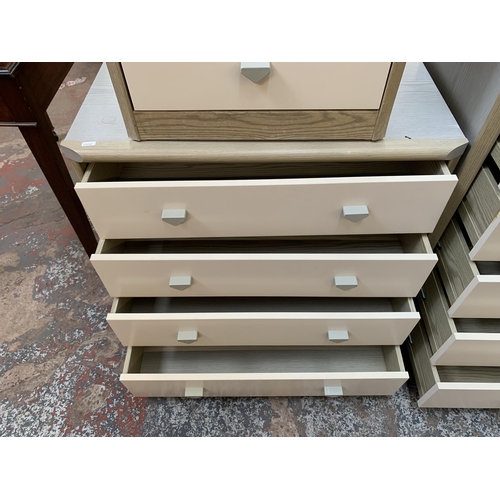 171 - Three late 20th century grey wood effect and white laminate chests of drawers