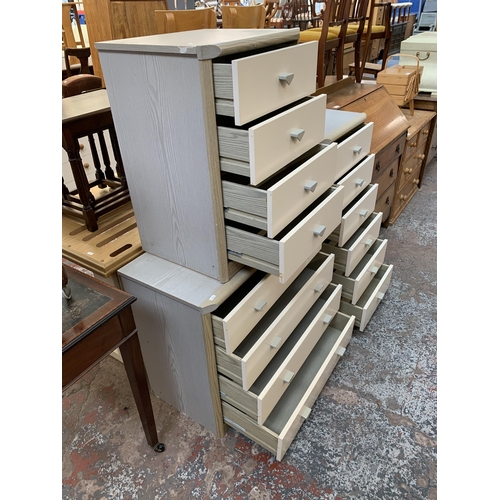 171 - Three late 20th century grey wood effect and white laminate chests of drawers