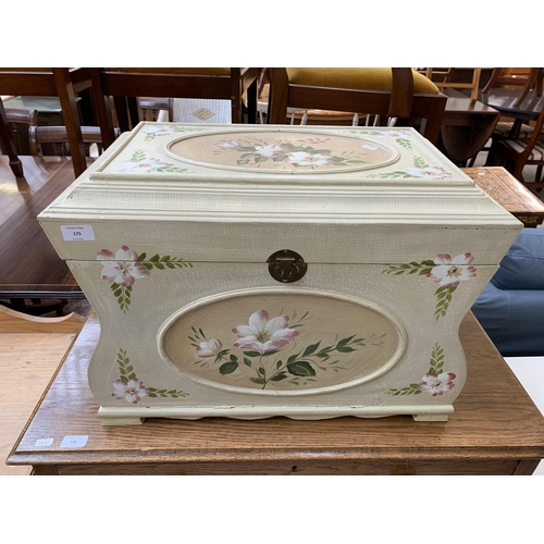 175 - A modern hand painted twin handled blanket box - approx. 42cm high x 60cm wide x 37cm deep