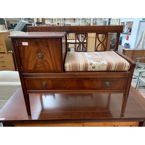 187 - A Chippy mahogany telephone seat - approx. 78cm high x 91cm wide x 42cm deep