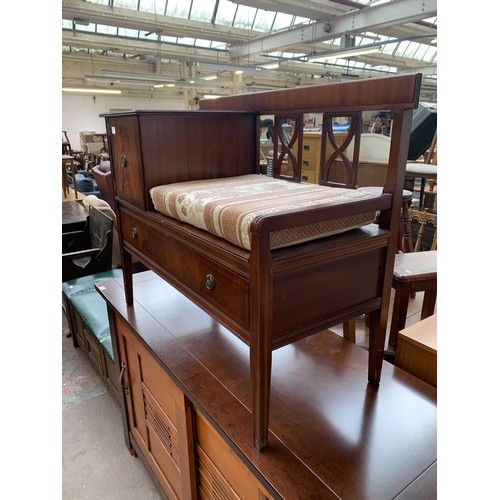 187 - A Chippy mahogany telephone seat - approx. 78cm high x 91cm wide x 42cm deep