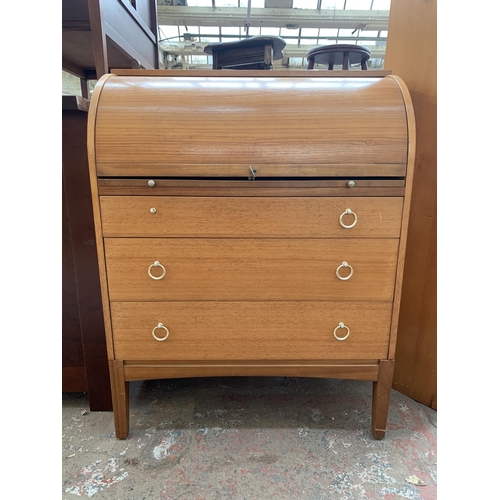 189 - A mid 20th century Remploy teak roll top bureau