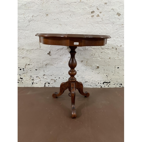 205 - An Italian style inlaid mahogany effect serpentine tripod pedestal side table - approx. 59cm high x ... 