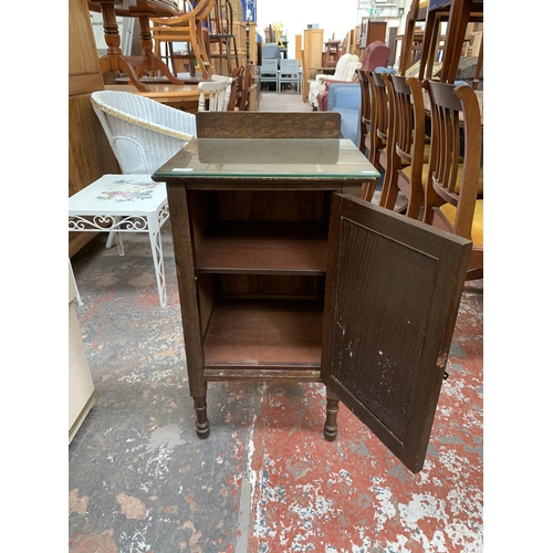 206 - An early 20th century oak bedside cabinet - approx. 80cm high x 43cm wide x 43cm deep